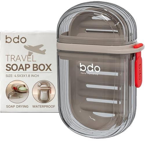 PEISAINOX Travel Soap Case, Leakproof Soap Container with Lid, Portable Bar Soap Holder for Traveling, Soap Dish for Bathroom, Shower, Gym, School, Camping, Vacation, Outdoor-Transparent-Black