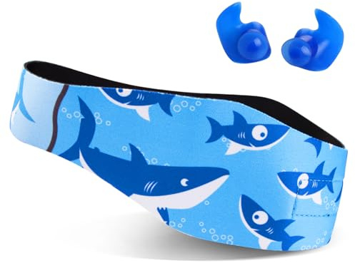 Fascia per le orecchie, protezione per le orecchie, regolabile, in neoprene, per bambini, adulti e bambini (blu, L)