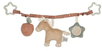 Sterntaler Cadena para cochecito de bebé con diseño de caballo Sunny – Juguete para bebé con papel crujiente y sonajero – Accesorios para cochecito fácil de fijar y con banda elástica integrada,
