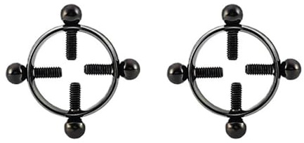 2Pcs Round Non-Piercing Nipple Rings Stainless Steel Fake Nipple Rings Shield Barbell Ring Summer Beach Body Jewelry for Women (Black)
