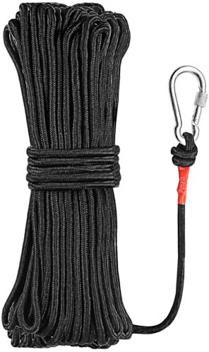 Dawumin 20m Seil mit Karabiner, Kletterseil Outdoor, Reepschnur Seile mit Enterhaken, Hoher Sicherungsseil für Bergsteigen, Fischen, Camping, Schaukel (8mm)