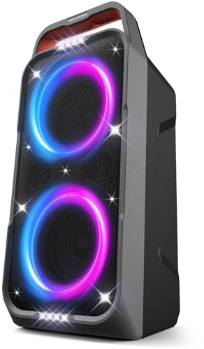 Foxdawn Cassa Bluetooth Potente Portatile, 240W (Peak) Party Cassa Bluetooth Grande, Super Bass, TWS Stereo Speaker, 20H, Luci a LED, BT5.3, TF/AUX/MIC&GTR, Altoparlante per Party, Campeggio