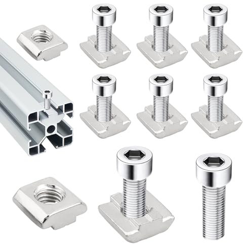 Nutensteine M8, 60 Stück Edelstahl Nutenstein Schrauben M8 Set T Nut Schiene Schiebemuttern für Aluprofil Extrusionsschlitz Führungsschiene