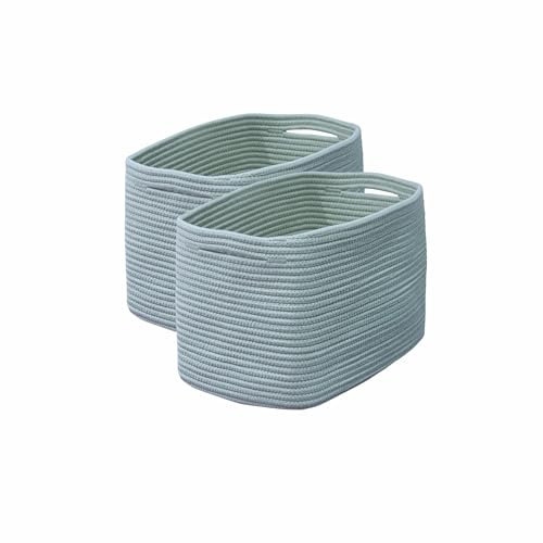 ARQMIFU Portaoggetti in Corda di Cotone, Cestini per Neonati, Set di 2 Cestini Portaoggetti per Soggiorno, Cesto Portaoggetti, Camere da letto, bagno, 37x24x25 cm