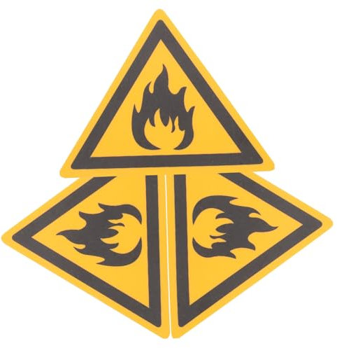 Autocollant D'avertissement de Sécurité Inflammable 3 Pièces Pet Jaune
