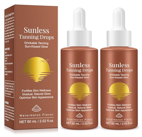Autobronzant a Boire, Lot de 2 Gouttes de Bronzage à Boire, Gouttes autobronzantes a boire, sérum autobronzant a boire, Nourrissant Et Hydratant, Favorise Teint Naturel(2PC)