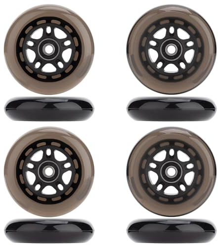 WSDAV Ruote per Pattini in Linea, Confezione da 8 85A ABEC-9 con Cuscinetti e distanziali - Indoor/Outdoor e Hockey,Nero,76MM
