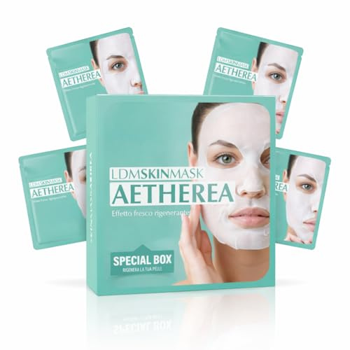 Maschera Viso in Tessuto 4 Pezzi – Idratante e Purificante con Acido Ialuronico e Niacinamide – Aloe Vera Bio e Calendula – Routine 1 Mese per Pelle Luminosa e Sana – Made in Italy – LDM SkinMask