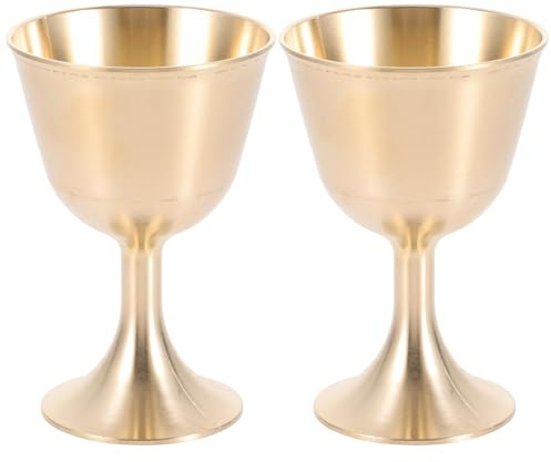 Homoyoyo 2 piezas Copas de Cobre Multifunción para Licor y Agua Cáliz de Latón para Ofrendas y Decoración Hogar Resistente y Artístico Regalo para Creyentes