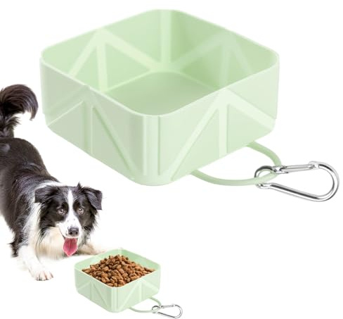 Cuenco portátil para perros: plato plegable para comida y agua para mascotas de 500 ml, diseño apto para viajes, cuerpo de silicona suave, fácil almacenamiento y limpieza | Amantes de los animales Exc