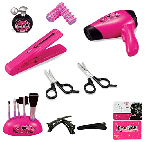 Hidyliu frisör stylinghuvud docka med makeup rollspelsset för flickor, kreativa kläder av plast (#1)