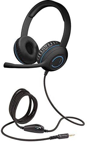 Cyber Acoustics AC5002 auricular con micrófono Binaural Diadema Negro, Azul - Auriculares con micrófono (PC/Juegos, Binaural, Diadema, Negro, Azul, Alámbrico, Supraaural)