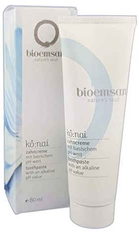 Bioemsan Dentifricio naturale - Cura dentale delicata, promuove la sana flora orale, senza mentolo, con oli essenziali e verde foglia naturale, per denti sensibili, 80 ml
