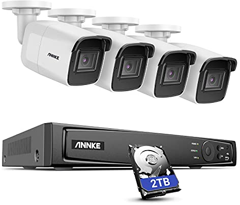 ANNKE H800 4K PoE Kit Cámaras de Vigilancia, 4pcs Cámaras IP Exterior, AI Detección Inteligente, 8CH NVR con 2TB HDD para Grabación 24/7 Vision Nocturna Audio Alertas