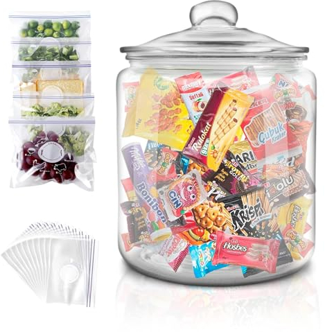 Masthome Bocal à Biscuits en Verre, 3,9L Bocal en Verre Transparent avec Couvercle Hermétique, Pot Conservation Verre Cuisine pour Stockage des Céréales, Bonbons et d’Autre Aliments