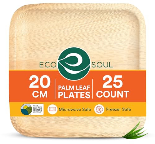 ECO SOUL Bambus teller 8(20 cm) Palmblatt teller Einwegteller(25 Stück)