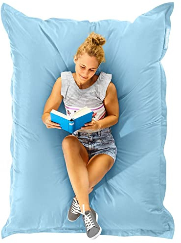 Green Bean© Poltrona a sacco XXL 140x180cm 380 Litri Bambini & Adulti Imbottitura Perle EPS Gigante Grande Esterno Lavabile Impermeabile Cuscino per sdraiarsi per pavimento Sedia Blu chiaro