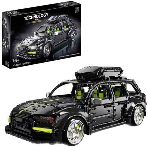 Technik Auto für Audi RS6, 1:10 Groß Automodell Bausatz, 2896 Teile Klemmbausteine Auto MOC Bausatz