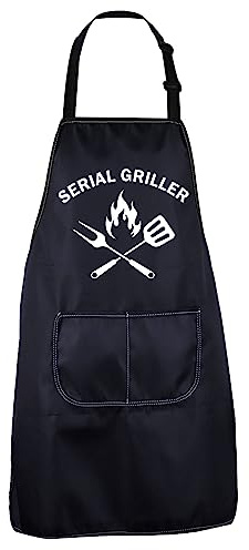 CENWA, grembiule per barbecue e griglia divertente con tasca, grembiule da cucina regolabile, regalo per barbecue e griglia a fumo, 72*68cm