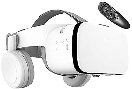3D VR Virtual Reality Headset, Bluetooth Wireless VR Headset Compatible with 4.7-6.3 iPhone iOS/Android, VR viewer for IMAX Movies and Games (White)
