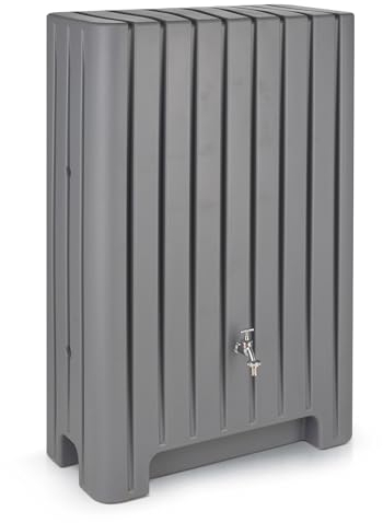 Regentonne grau Regenwassertank anthrazit Barletta 280 Liter aus UV- und witterungsbeständigem Material. Frostsichere Regenwassertonne Regenfass mit Zwei hochwertigen 3/4 Zoll Gewinde