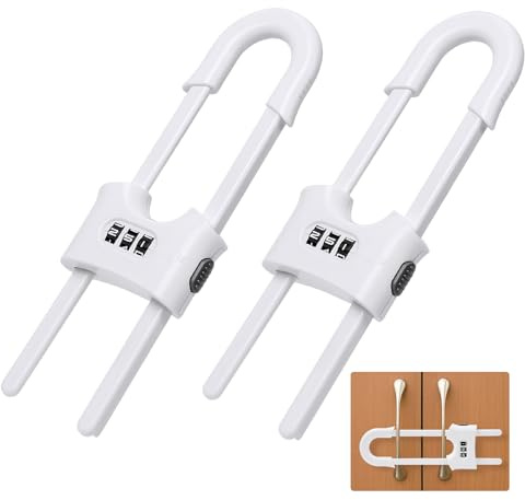 Samulee 2 Pezzi Lucchetto Per Armadio di U, Chiusure Sicurezza Bambini Riutilizzabili a Forma di U, Blocca Sportelli Per Bambini a U, Sicurezza Cassetti Per Armadietto, Lucchetto per Frigorifero