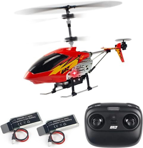 Ulifance U12 Hubschrauber Indoor RC Helikopter für Kinder Helikopter Ferngesteuert mit LED Leucht One Key Take/Off Höhenhaltungrc RC Flugzeug Spielzeug Geschenk für Jungen und Mädchen Rot