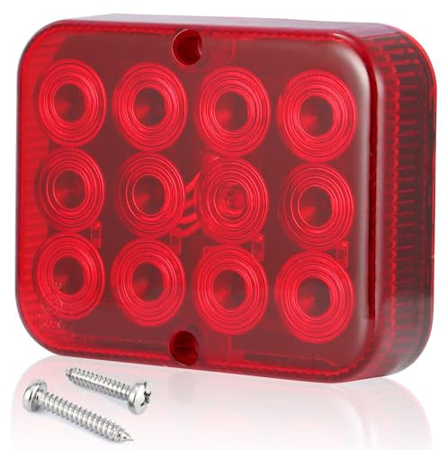 SPARKMOTO 1 x Fendinebbia Posteriore Rosso Impermeabile,Fanali Retronebbia LED Rimorchio 12V, Faro Fendinebbia Posteriore Per Rimorchio,Trattore,Camper,12 LEDs,IP67,Omologato ECE