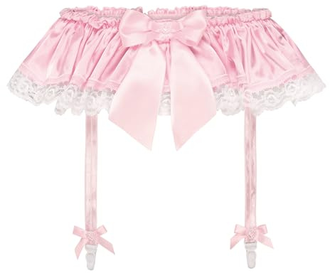 Satini Reggicalze Sissy Raso Bretelle Piatte, Rosa pastello, XXL