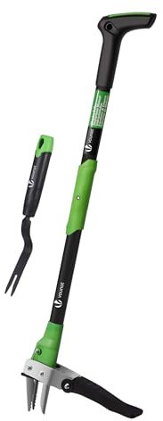 vounot® Désherbeur Manuel Longueur 100cm en Acier Inoxydable avec Fourchette à Main Extracteur de Mauvaises Herbes Outil de Désherbage Solide Longue Manche Idéal pour Jardin Pelouse