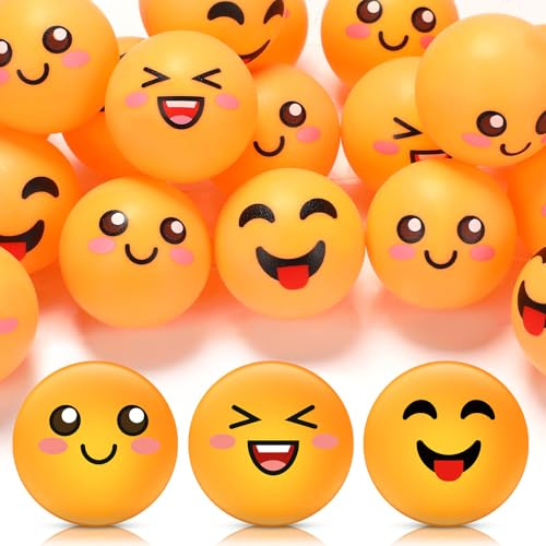 ShinyRelief 24 PCS Novelty Table Tennis Balls -Emotion Face Table Tennis 3 Special Emotion Cute Table Tennis Balls Accessories for All Golfers Christmas Birthday Gift Fun Table Tennis Gift