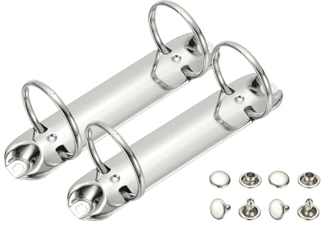 PATIKIL B7 2 Hole Ring Binder Mechanisms, 2 Set 1 O Ring Replacement Binder Planner Loose Leaf Binding Spines for Organizers DIY Fill Paper Storage Folder Accessories, 38mm Silver Tone