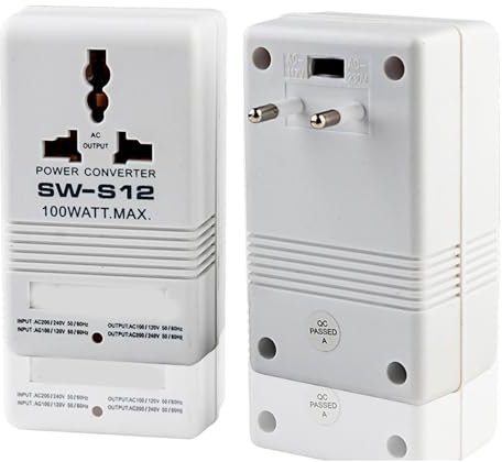 Generic Convertitore di Potenza Efficiente con Trasformatore a Doppia Tensione da 110 V a 220 V per Piccoli Elettrodomestici da viaggio. Materiale ABS da 100 W. (Spina europea)