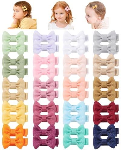 Dooboi 40 piezas pinzas para el pelo de bebé de 1,45 pulgadas | Lazos pelo niña totalmente forrados de grogrén para boutique, mini lazos de cinta sólida