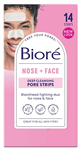 Biore Deep Cleansing Blackhead Remover Nose Strips and Face Pore Strips Combo, Pack of 14