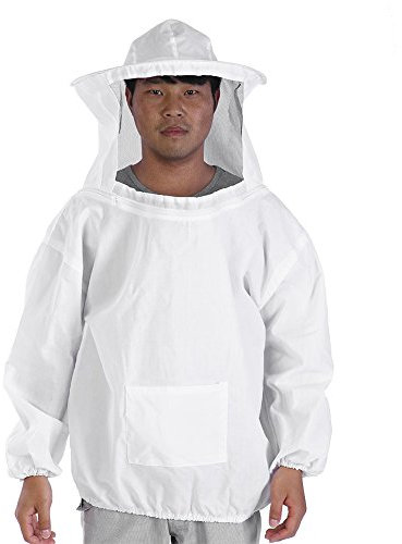 Haofy Imkerjacke mit Hut Professional Imkerbekleidung Baumwolle Bienenschutzkleidung Schutzbekleidung für Imker, Wespenschutzanzug für Herren und Damen (Weiß) - Schulterbreite: ca. 66cm / 25.98inch