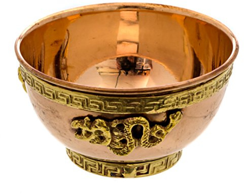 Alternative Imagination Dragon Copper Bowl - Offering Bowl For Altar Use, Ritual Offerings, Witchy Home Decor - Incense Holder for Incense Cones, White Sage, Palo Santo Sticks - 3 Inches Wide