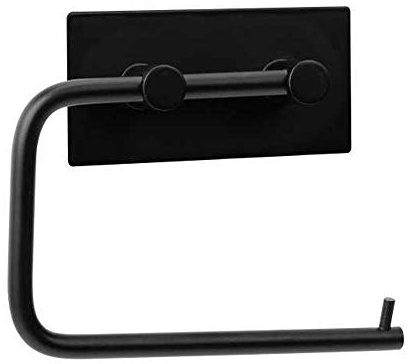 Euroserv Toilettenpapierhalter Wandmontage | 3M Selbstklebend Toilettenpapierhalter | Edelstahl Papierhalter für Bad und Küche | Kein Bohren erforderlich – Schwarze Matte