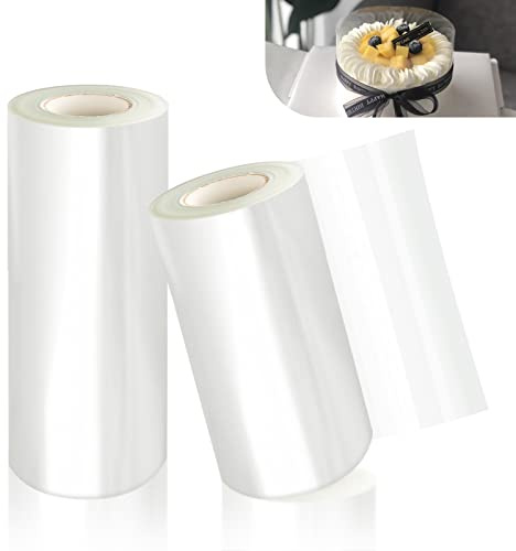 2 x tårtkantsfolie, transparent acetatrulle, acetatkaksremsor, acetatrulle för tårtdekoration choklad, mousse, tårta, dessertringar (8 cm/10 cm)