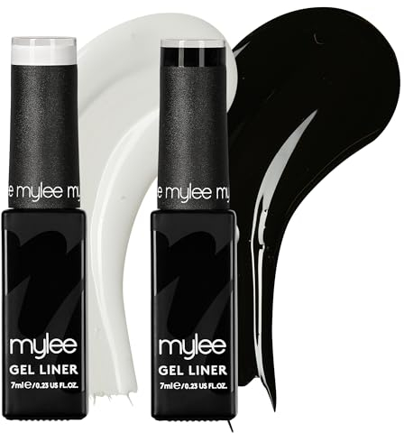 Mylee Liner Gel Nail Polish 7ml [Monochrome Canvas] With Built-In Nail Art Brush - UV/LED Soak-Off Nail Art Manicure Pedicure for Professional, Salon & Home Use - Long Lasting & Easy to Apply