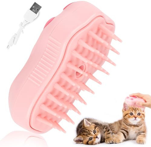 Steamy Katzenbürste - Katzenpfotenform Katzen-Dampfbürste, Katzenspray-Massagekamm, Multifunktionale Hundedampfbürste, Katze Grooming Pinsel Haustier Haarentfernung Kamm für Katze
