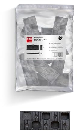 TOX Cuñas de montaje Distance Wedge de plástico (PP), negra, versátil, alineación antideslizante, resistente a la intemperie, 80x30x10 mm, 1 bolsa, 10 piezas, 0656001141