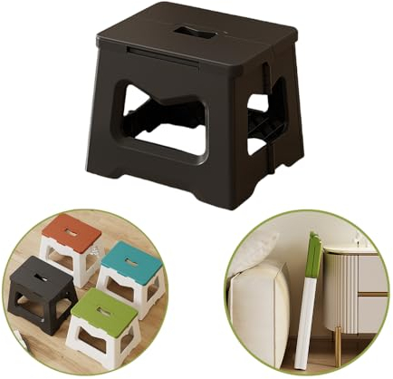 Ollimy Tritthocker Kinder, Anti-Rutsch Kinderfußbank, Klapphocker faltbar, Badhocker Bad-Hocker, Kinder Badezimmer Bad hocker, Klapptritt für Home, Küche und Garten Reise (19cm Hoch - Schwarz)