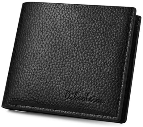 Tokaneit Premium Leder Geldbörse Herren, Herrenbrieftasche mit Münzfach, Portemonnaie mit 3 Kartenfächern, Schwarz