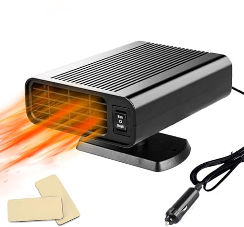 Leaflai 12V Auto Heizung Portable Auto HeizlüFter 150W Anti-Beschlag Auto Defogger mit Plug-in Zigarettenanzünder, 2-in-1 Heizung/Kühlung Windschutzscheibe Heizung Fan