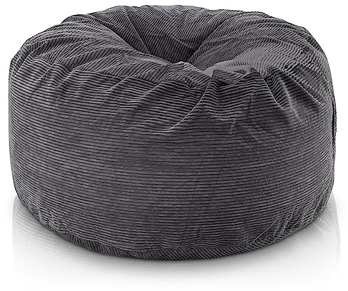Aiire Puffo per Sedersi in Velluto a Coste - 120x50cm Pouf Poltrona Sacco XXL - Bean Bag Chair Morbido con Imbottitura per Decorazione della Camera da Letto - Puff Gigante Grigio