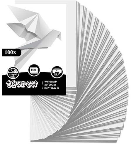 100 Sheets White Paper, A4 120gsm Card Smooth Thick Craft Paper, Perfect for Arts,Crafts and Printing, 21 x 29.7cm