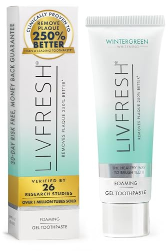 LIVFRESH Toothpaste Gel, Clinically Proven to Remove Plaque 250% Better, Improves Gum Health 190% Better, Prevents & Reduces Tartar, Freshens Breath, SLS Free Dental Gel, Wintergreen
