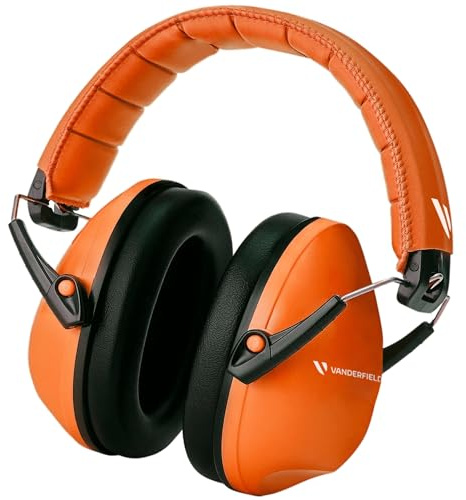 Vanderfields Premium Hearing Protection Ear Defenders - Broad Spectrum Sound Reduction 32 dB at 2K Hz Noise Cancelling - Headset Safety Noise Cancellation - Headphones Kids 3-12 - Orange