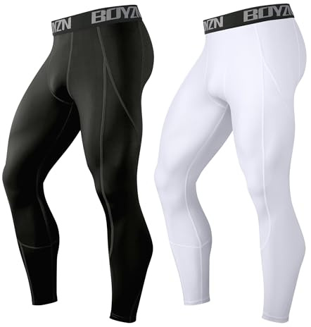 Boyzn 1 eller 2-pack kompressionsbyxor herr, funktionella underkläder, sportleggings för män, löparbyxor, underbyxor, långa strumpbyxor, fitnesstights med fickor/utan ficka för löpning, cykling,